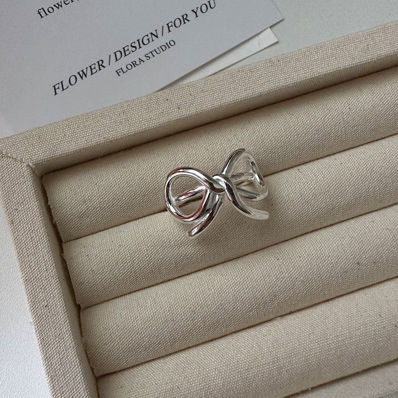 Sterling Silver Luxury Bow Necklace Ring Earring Sets