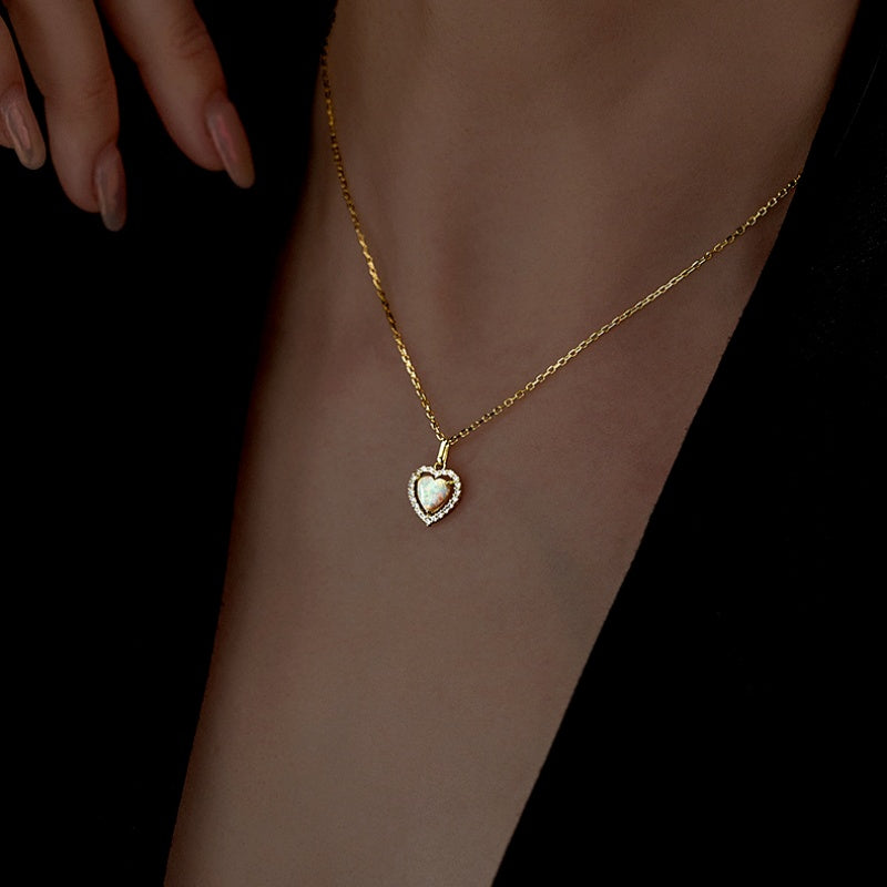Sterling Silver Luxury Diamond Heart Pendant Necklace