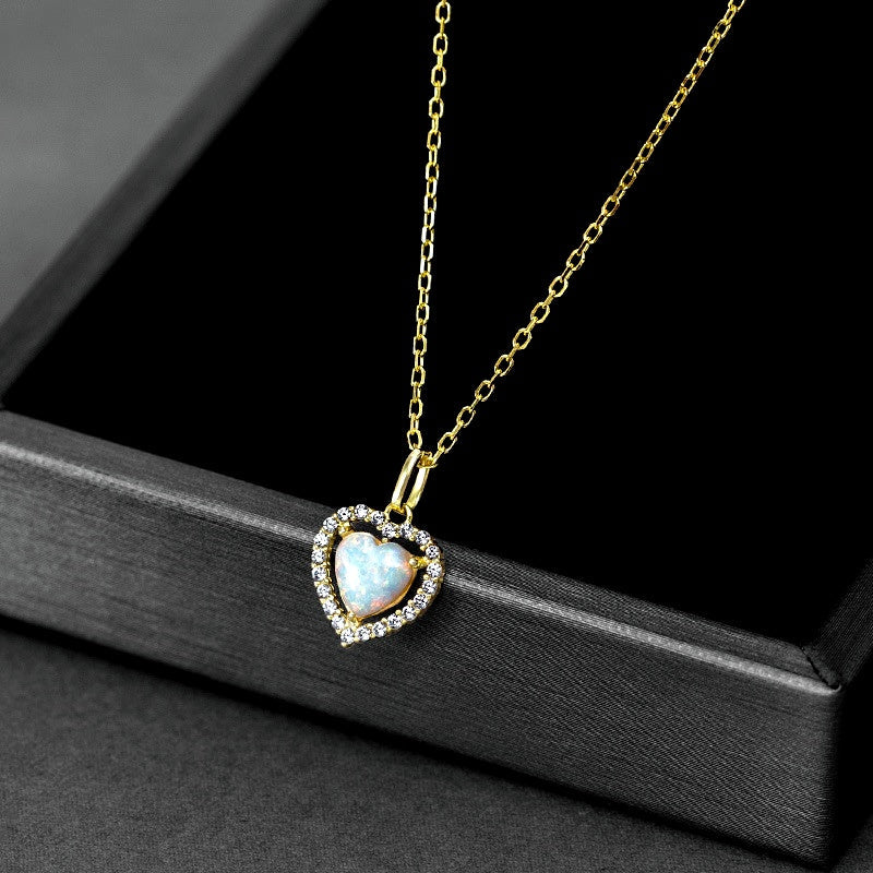 Sterling Silver Luxury Diamond Heart Pendant Necklace