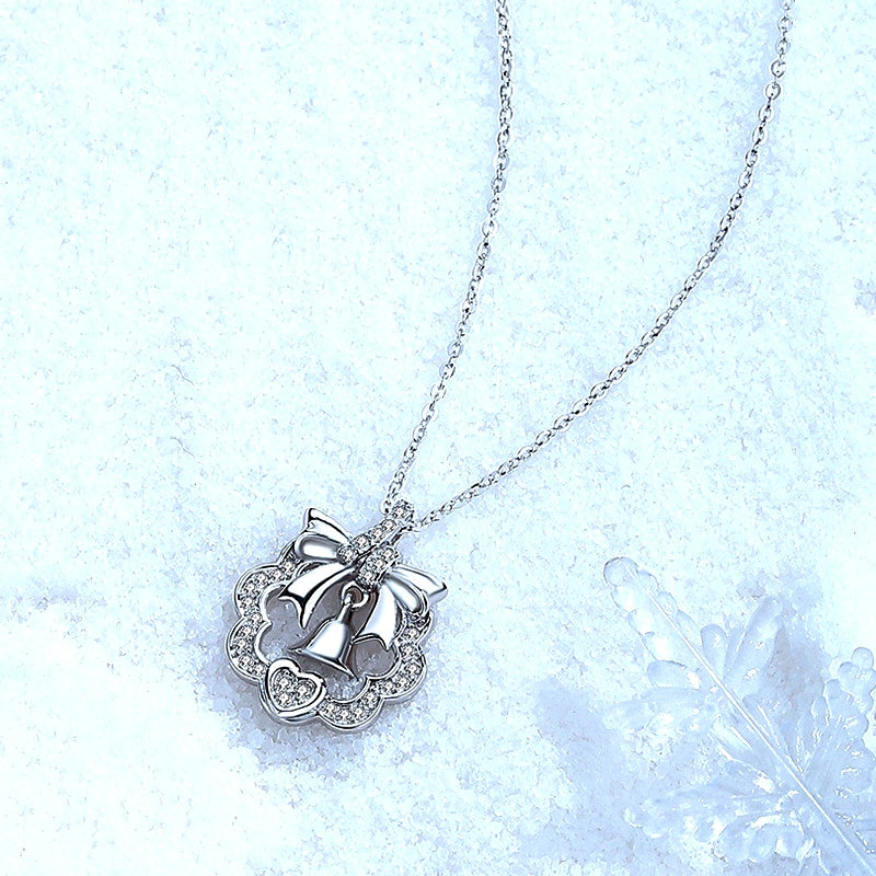 Sterling Silver Luxury Diamond Lucky Wreath Heart Necklace