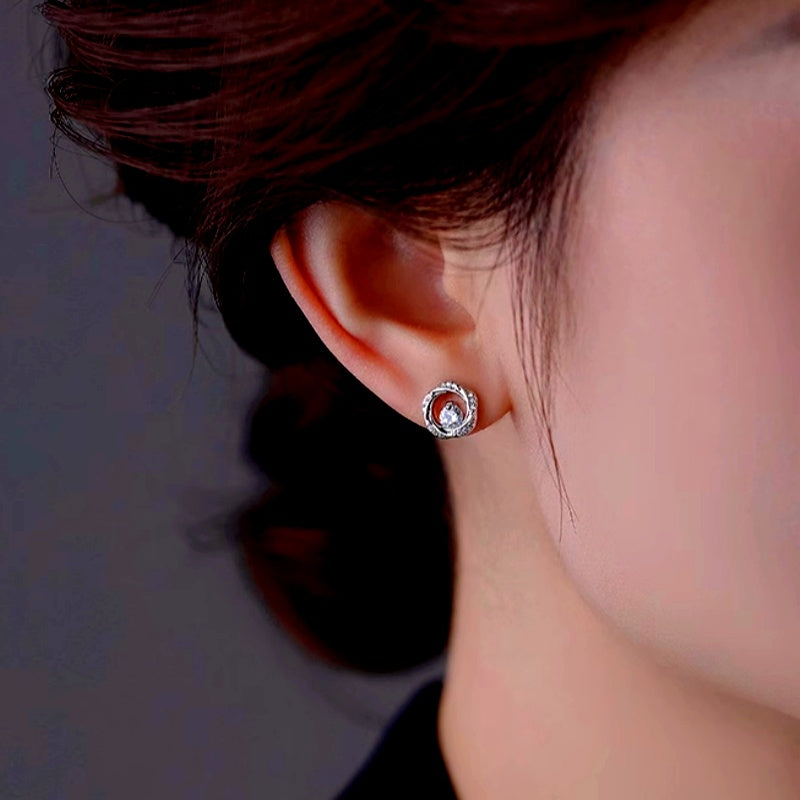 Sterling Silver Luxury Diamond Studs