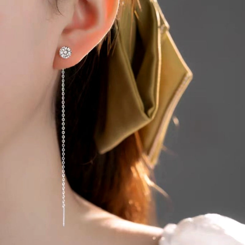 Sterling Silver Luxury Diamond Threader Earrings