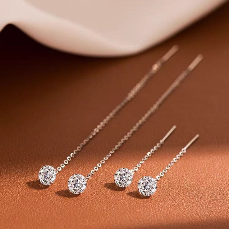 Sterling Silver Luxury Diamond Threader Earrings
