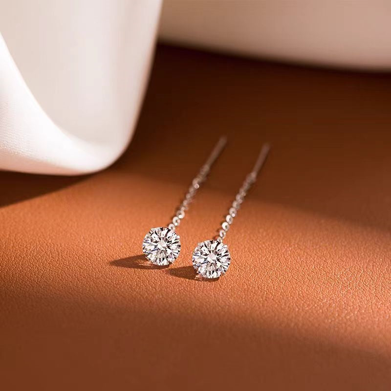 Sterling Silver Luxury Diamond Threader Earrings