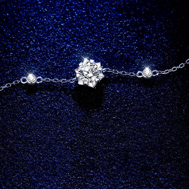 Sterling Silver Luxury Snowflake Moissanite Bracelets