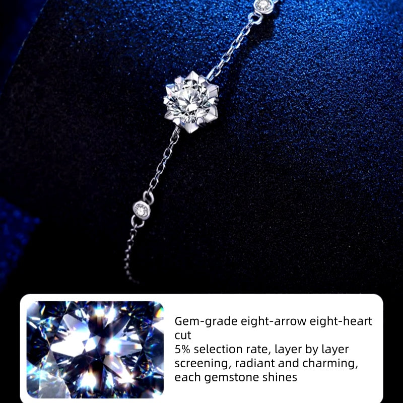 Sterling Silver Luxury Snowflake Moissanite Bracelets
