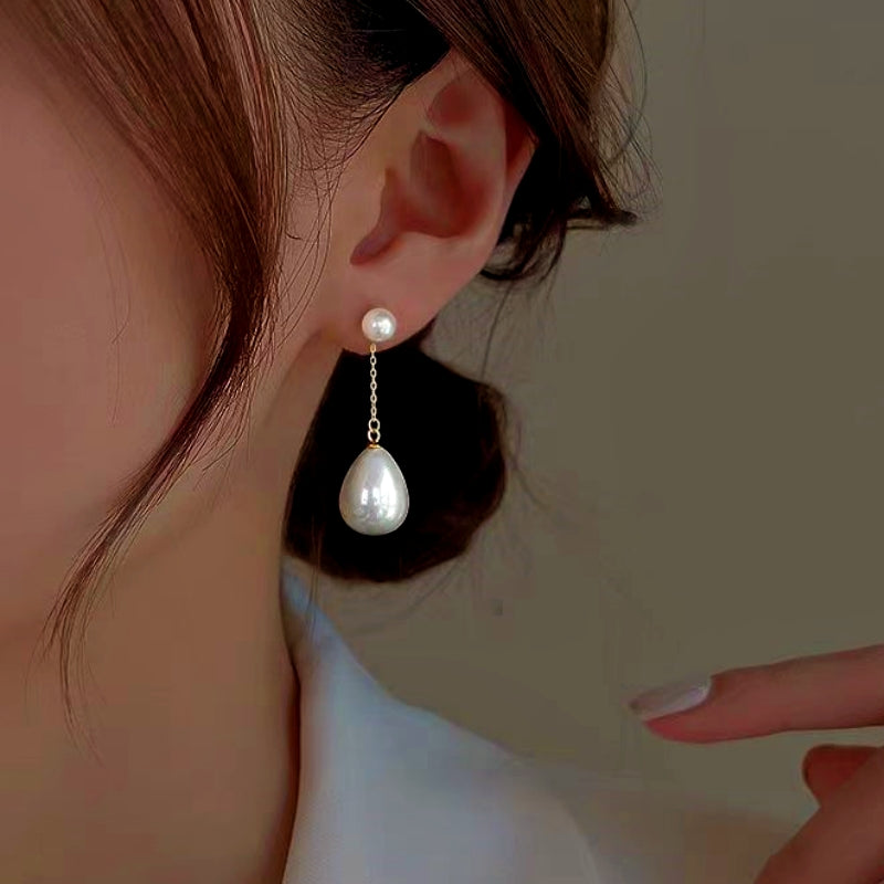 Sterling Silver Luxury Water Drop Pearl Earrings