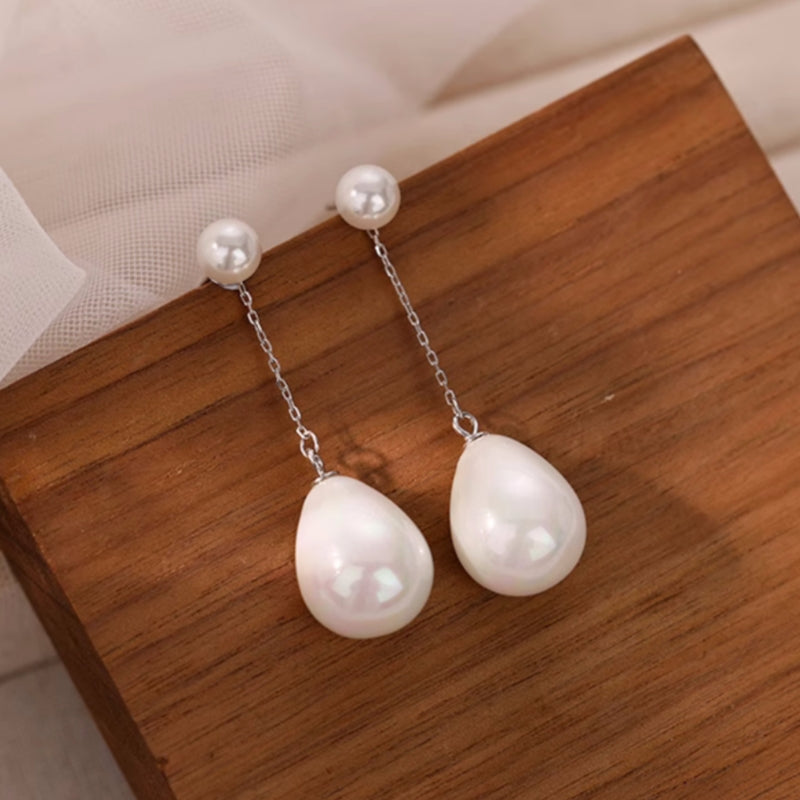 Sterling Silver Luxury Water Drop Pearl Earrings