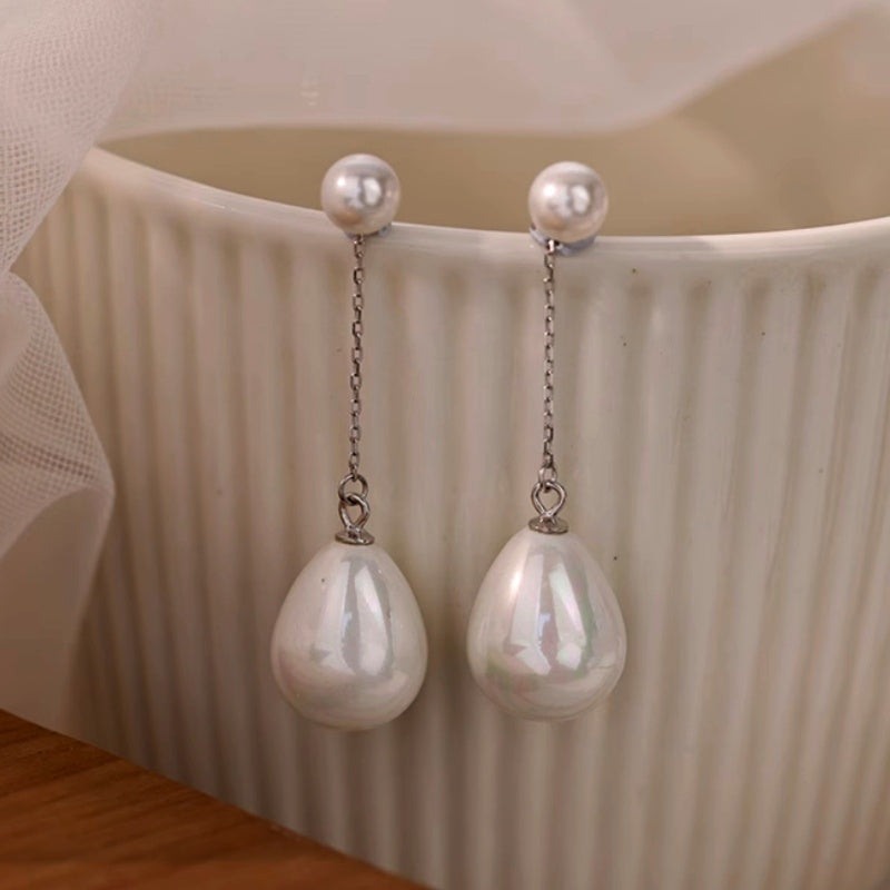 Sterling Silver Luxury Water Drop Pearl Earrings