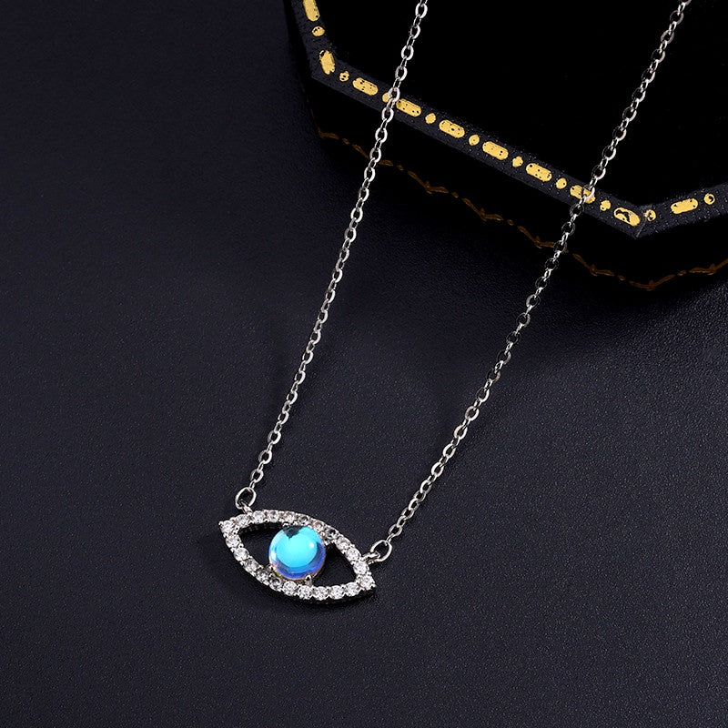 Sterling Silver Moonstone Devil's Eye Necklace