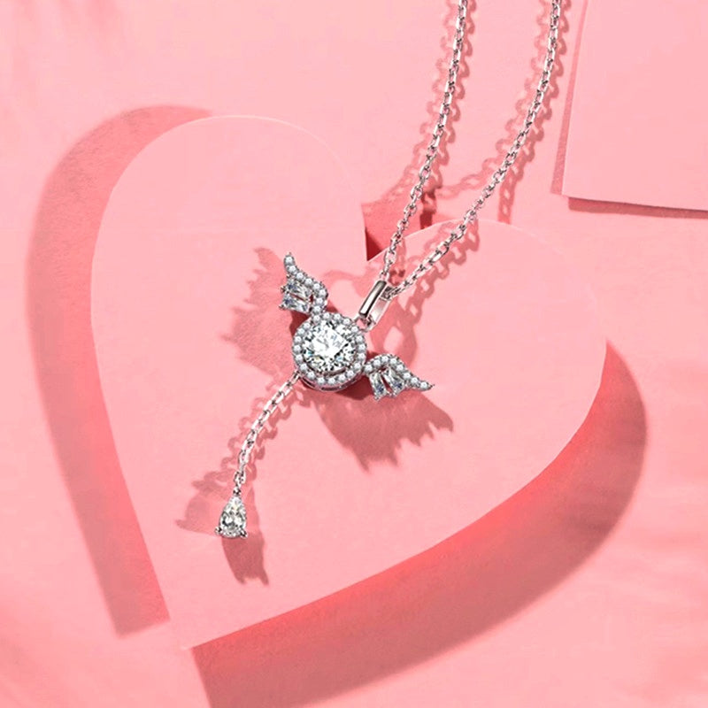 Sterling Silver Moving Angel Heart Wings Necklaces