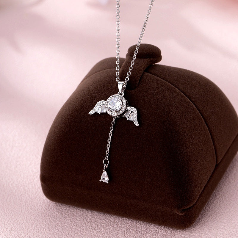 Sterling Silver Moving Angel Heart Wings Necklaces