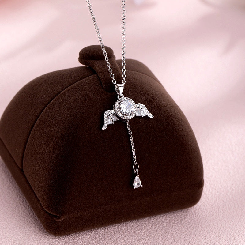 Sterling Silver Moving Angel Heart Wings Necklaces