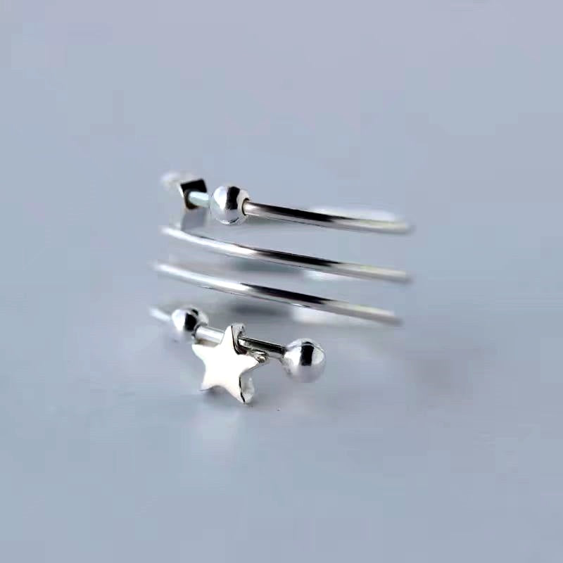 Sterling Silver Multi-Layered Star And Heart Rings