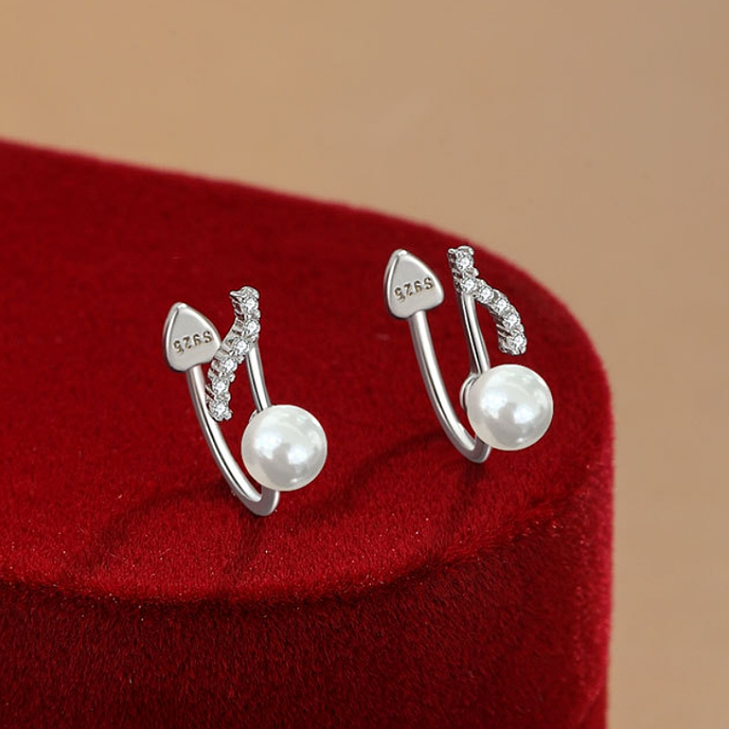 Sterling Silver Note Pearl Ear Clips