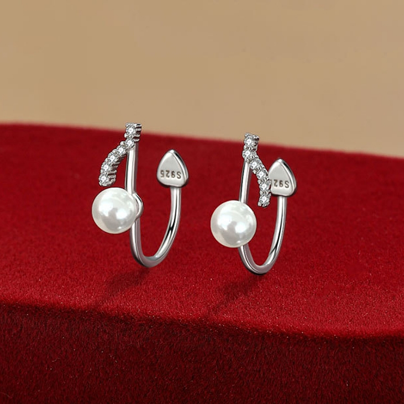 Sterling Silver Note Pearl Ear Clips