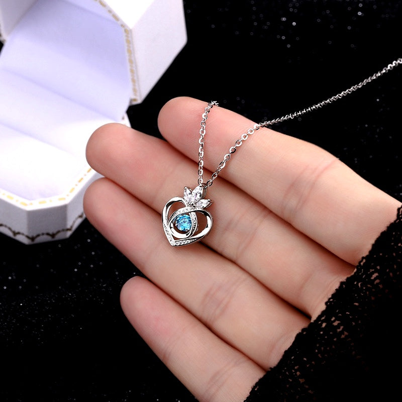 Sterling Silver Ocean Heart Crown Necklace
