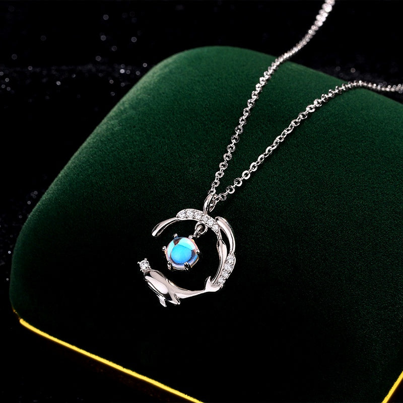 Sterling Silver Ocean Whale Diamond Necklace