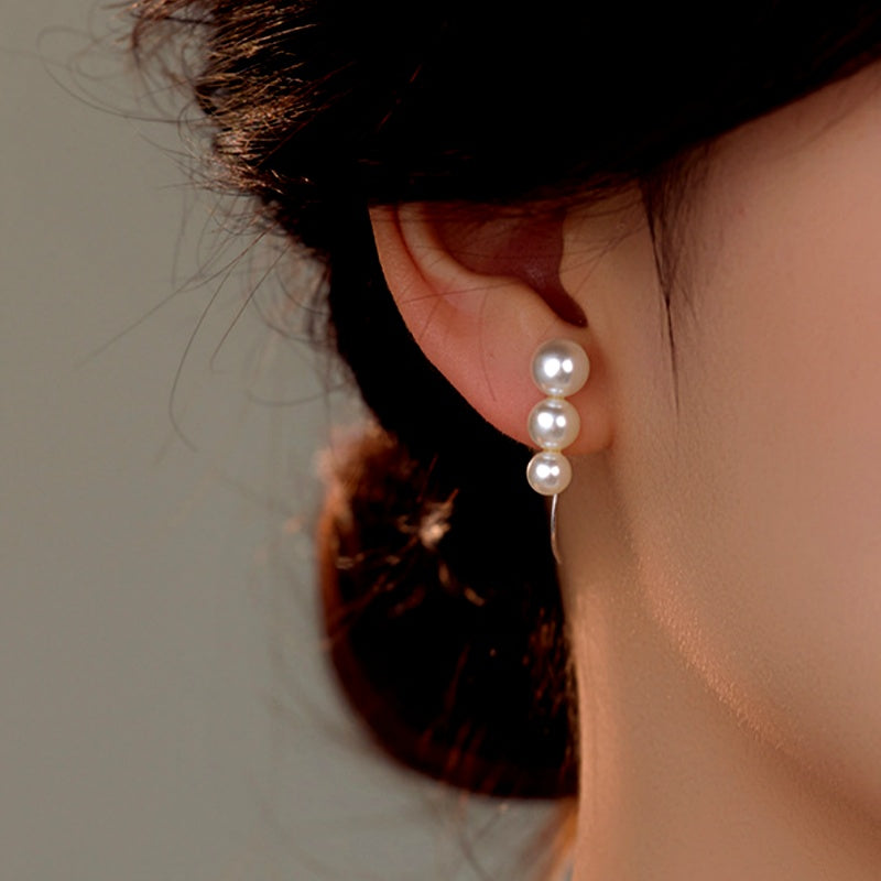 Sterling Silver Pearl Ear Hook Earrings