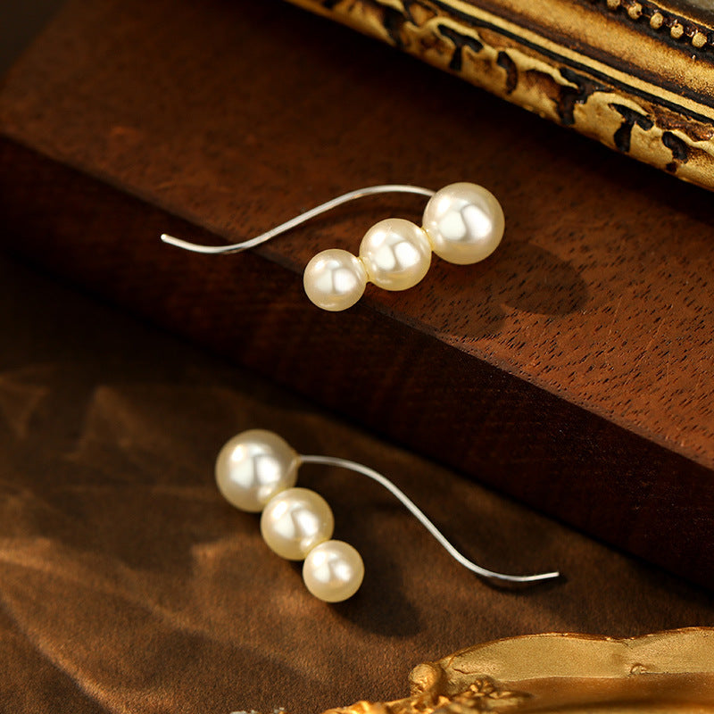 Sterling Silver Pearl Ear Hook Earrings