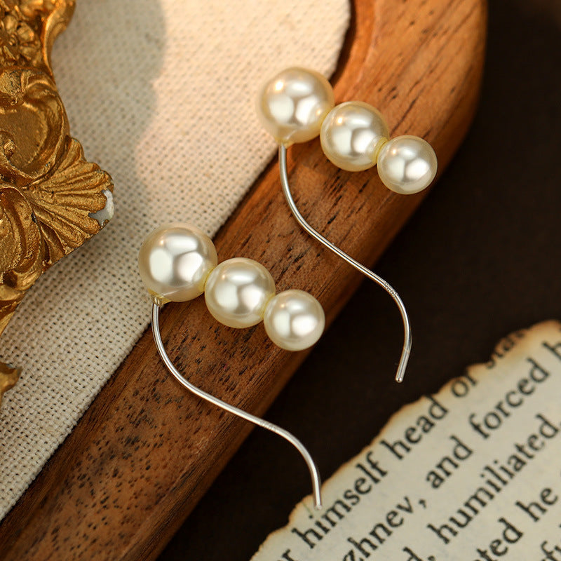 Sterling Silver Pearl Ear Hook Earrings