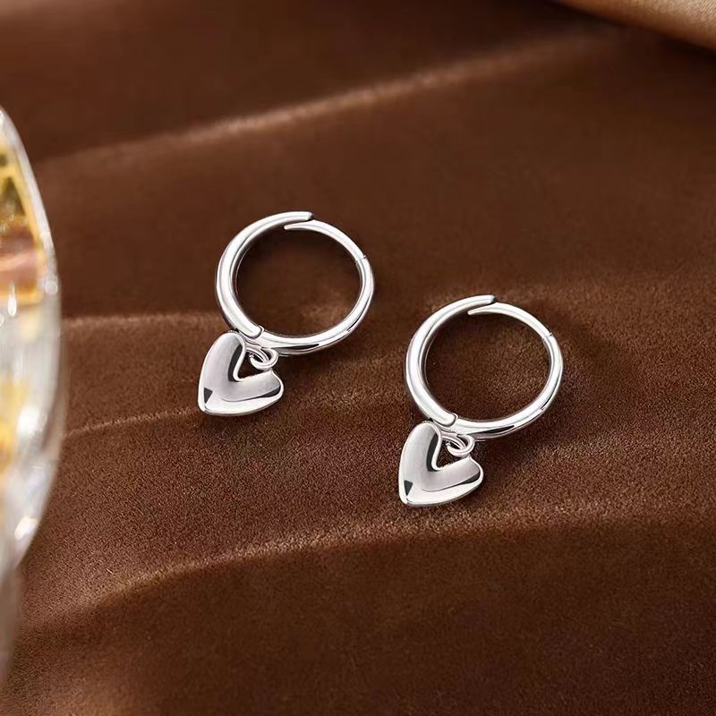 Sterling Silver Polished Heart Earrings