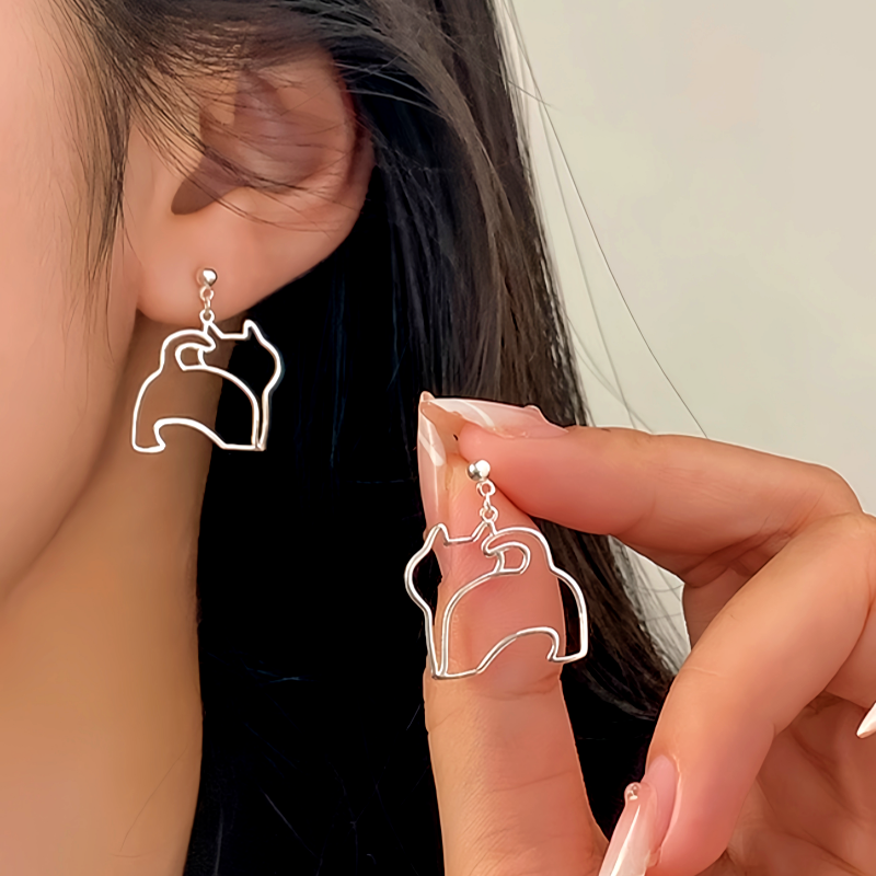 Sterling Silver Puppy Cat Earrings