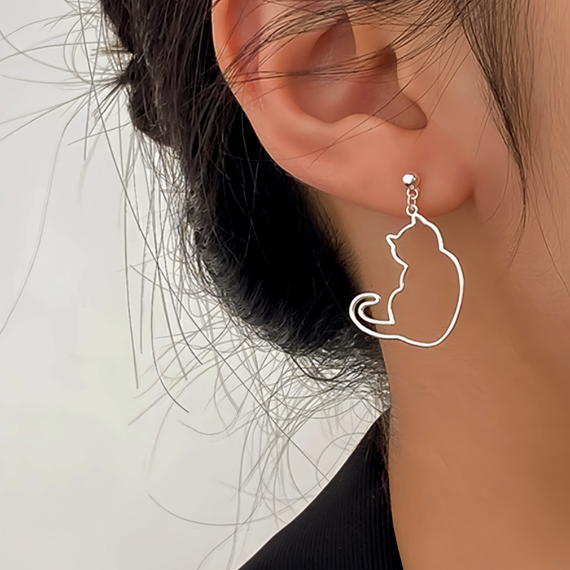 Sterling Silver Puppy Cat Earrings