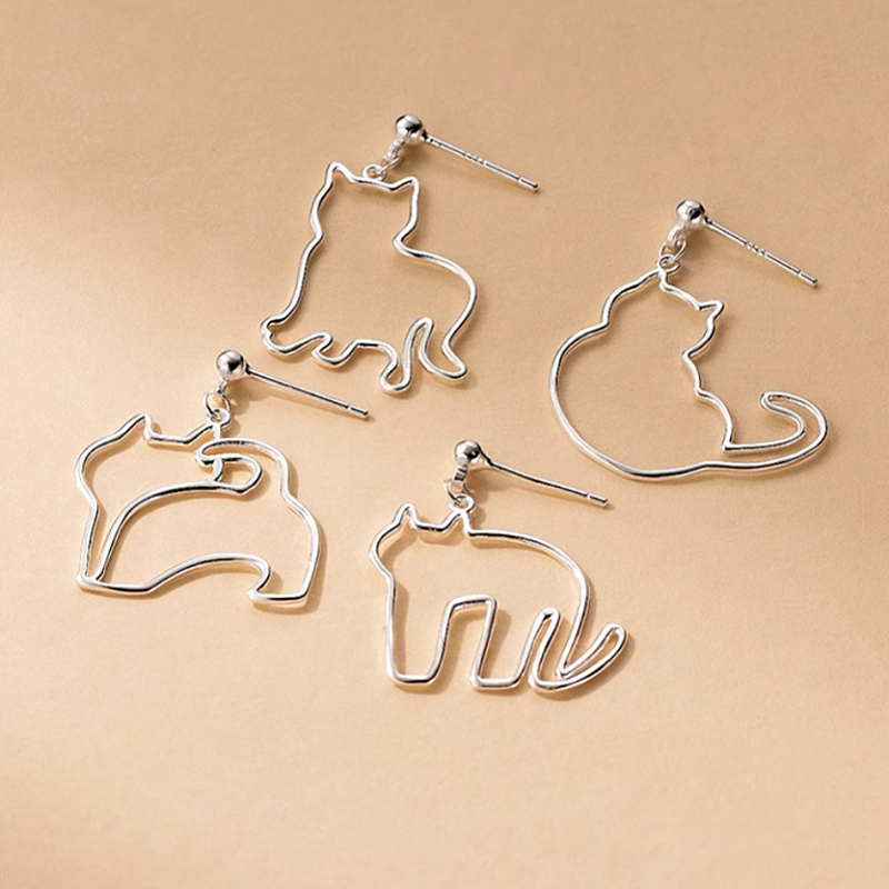Sterling Silver Puppy Cat Earrings