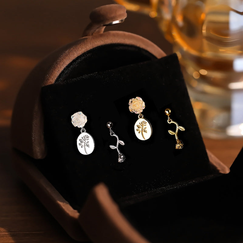 Sterling Silver Rose Earrings