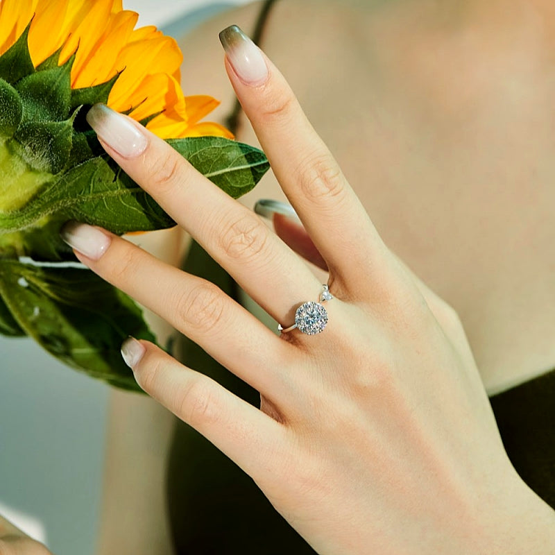 Sterling Silver Rotatable Adjustable Zircon Rings