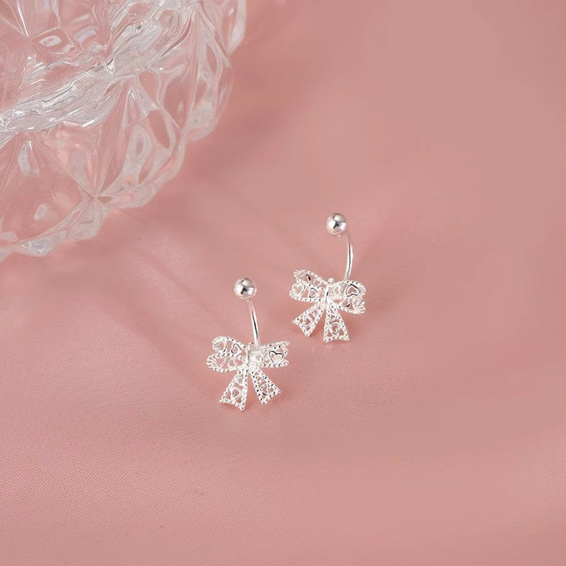 Sterling Silver Screw Bow Earrings