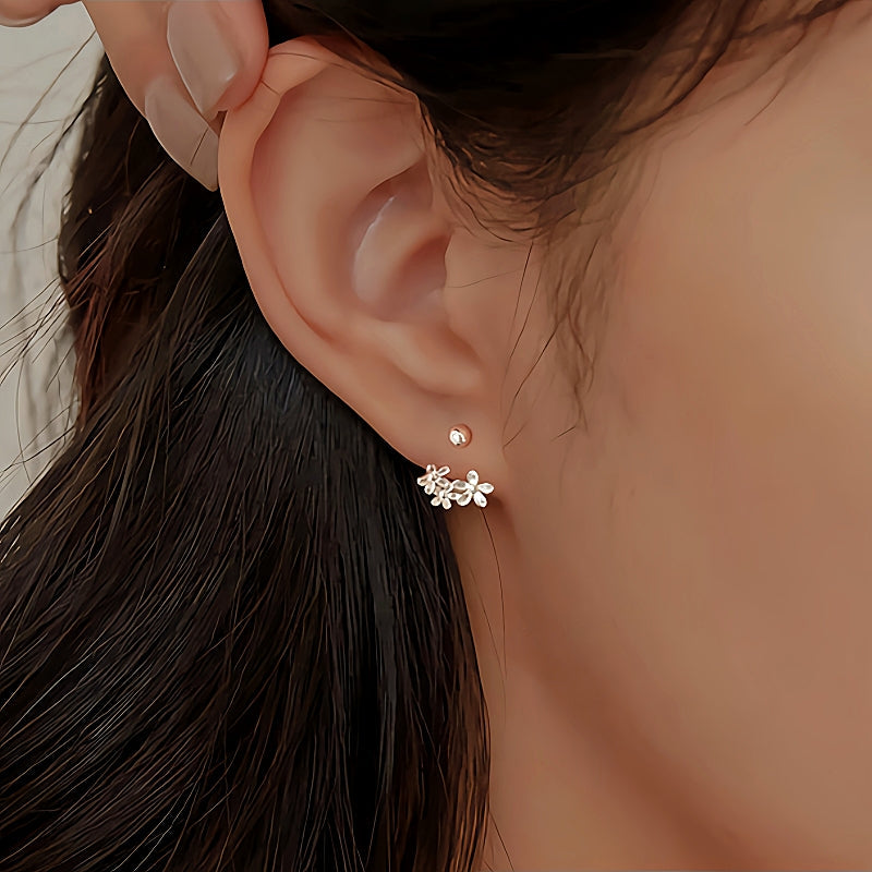 Sterling Silver Screw Flower Earrings