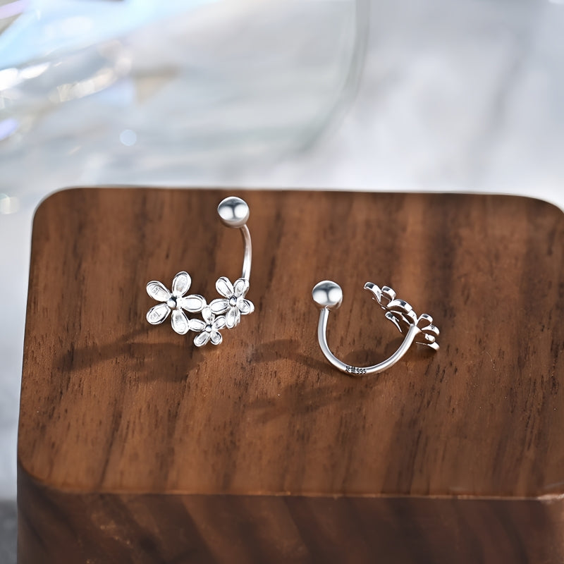 Sterling Silver Screw Flower Earrings