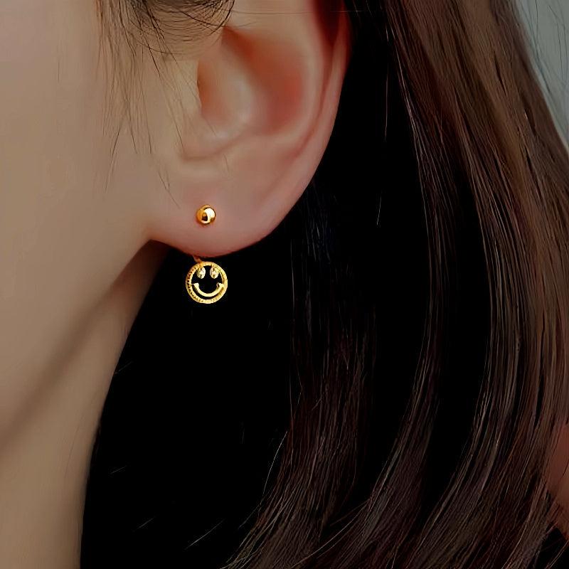 Sterling Silver Screw Smail Face Jacket Earrings
