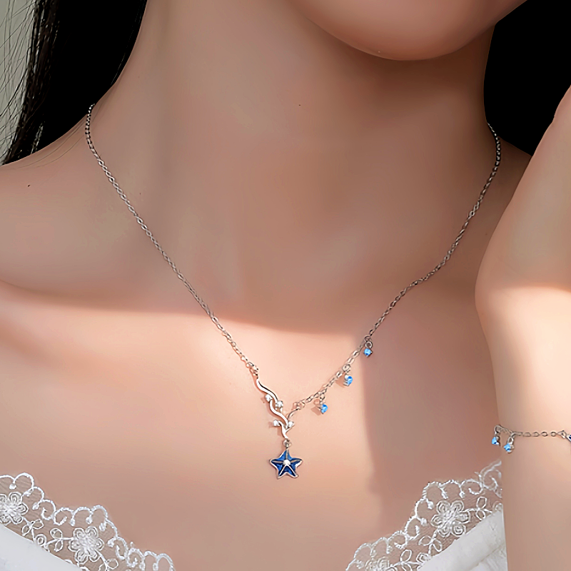 Sterling Silver Sea Star Necklace And Earrings
