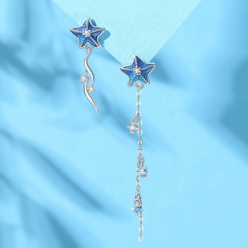 Sterling Silver Sea Star Necklace And Earrings