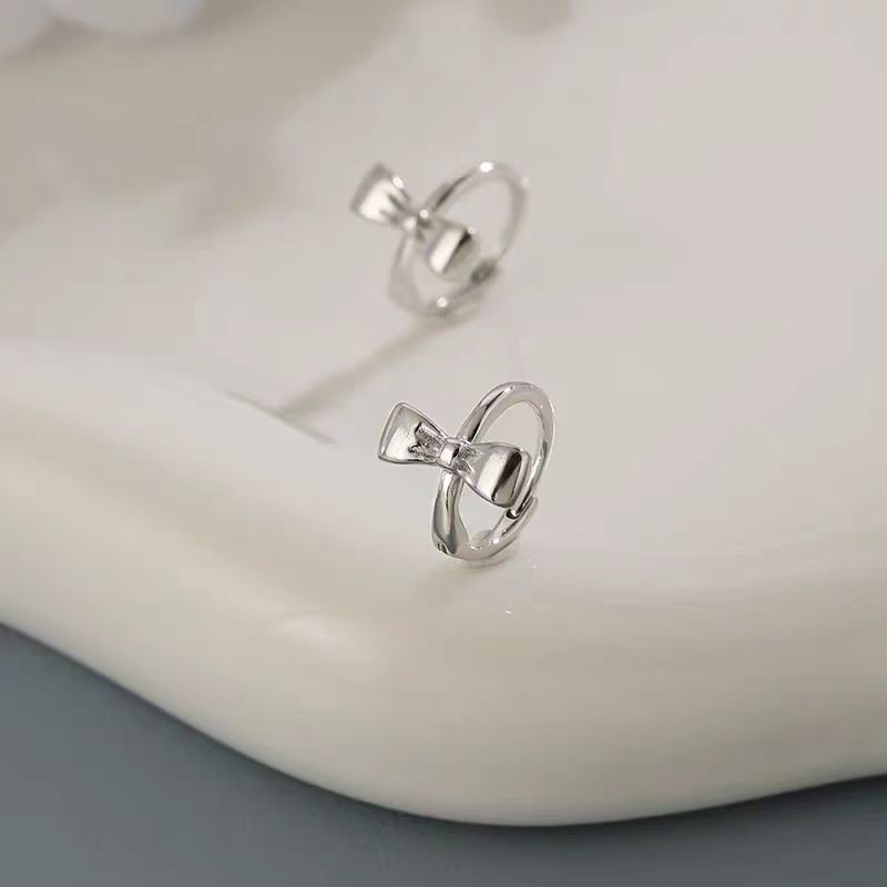 Sterling Silver Simple Bow Buckle Earrings