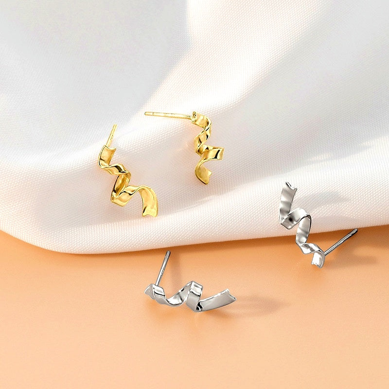 Sterling Silver Simple Curved Earrings