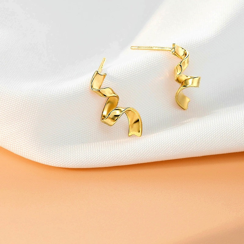 Sterling Silver Simple Curved Earrings