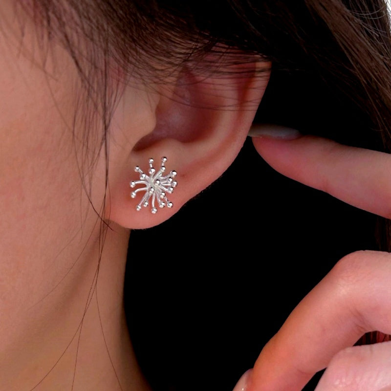 Sterling Silver Simple Firework Studs Earrings