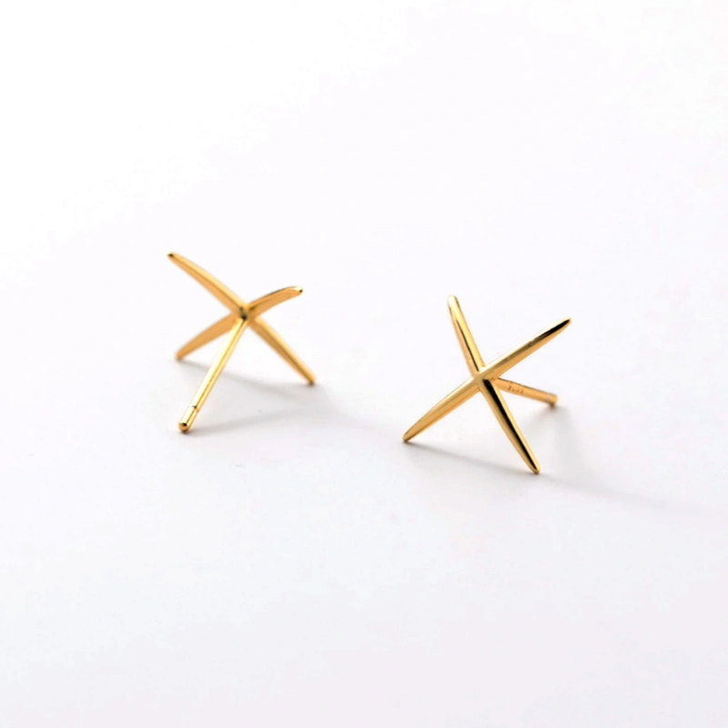 Sterling Silver Simple X-Shaped Stud Earrings