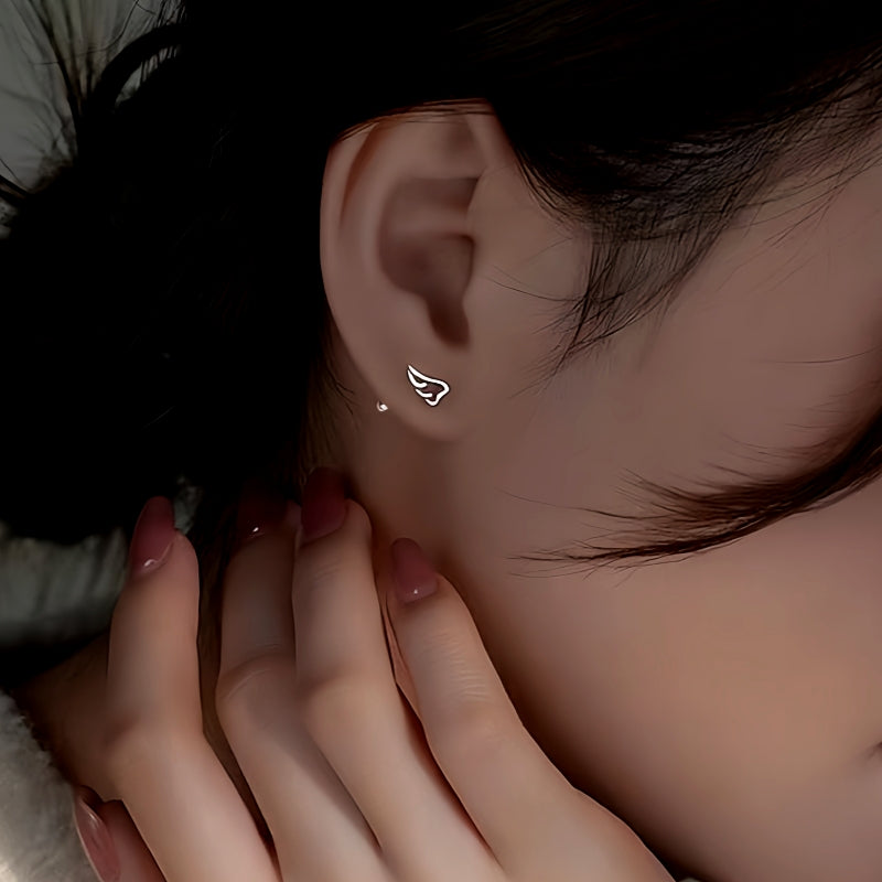 Sterling Silver Small Wing Screw Earrings
