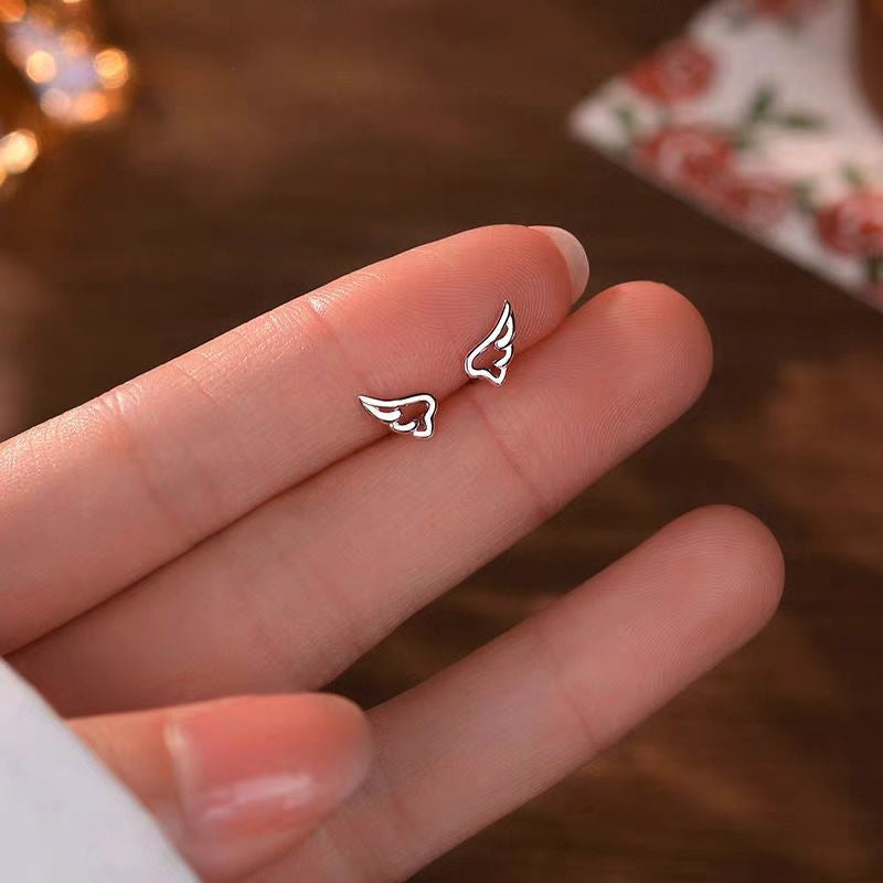 Sterling Silver Small Wing Screw Earrings
