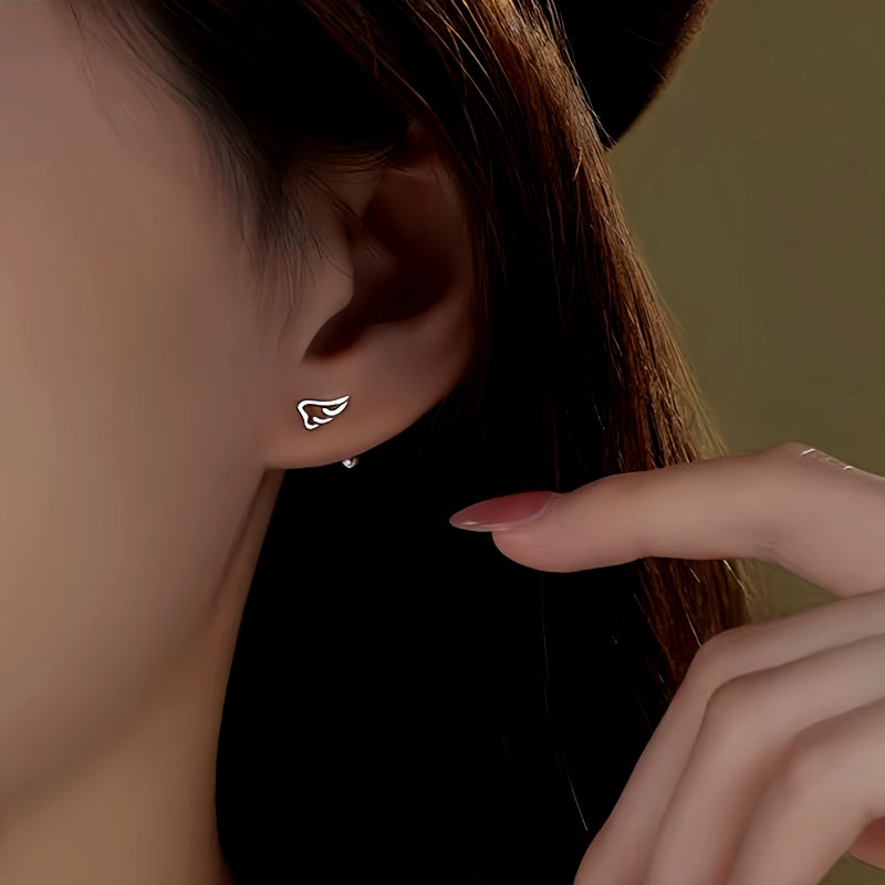 Sterling Silver Small Wing Screw Earrings