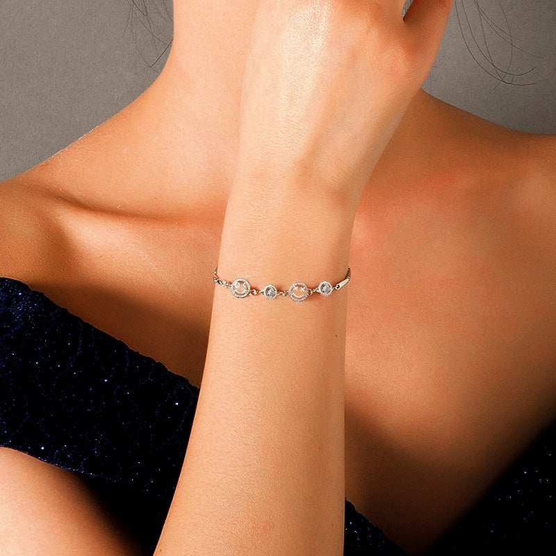 Sterling Silver Smile Diamond Bracelets