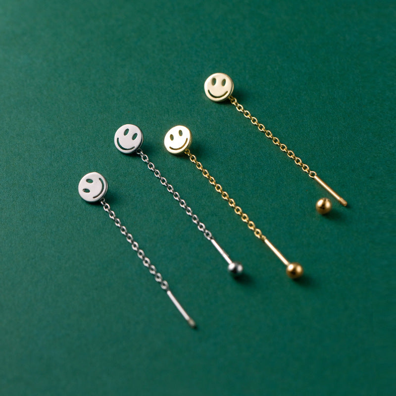 Sterling Silver Smiley Face Threader Earrings