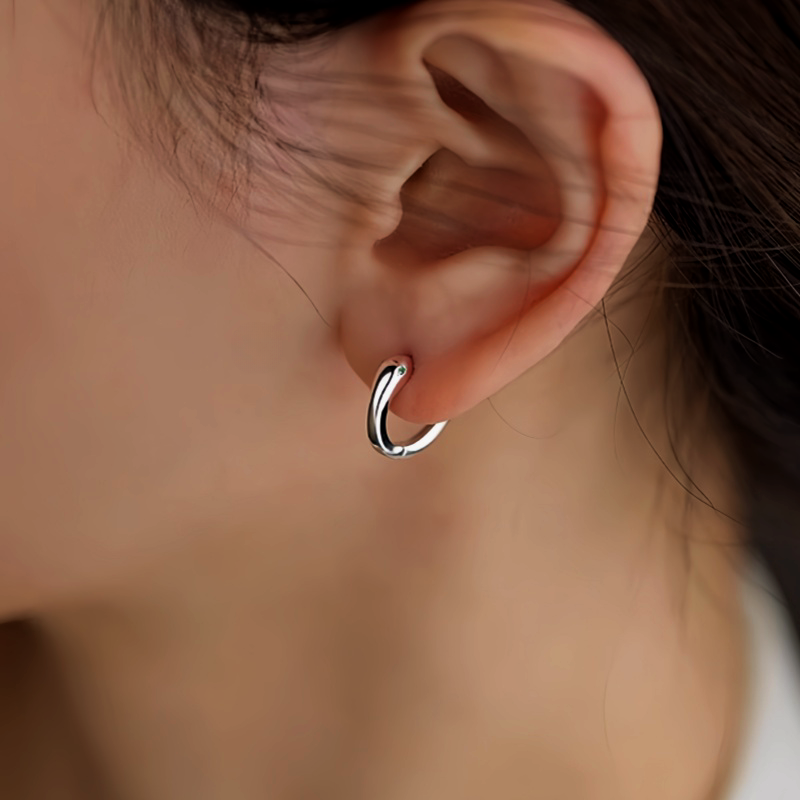 Sterling Silver Snake Hoop Earrings