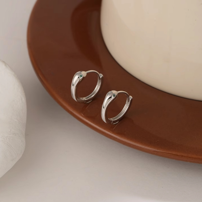 Sterling Silver Snake Hoop Earrings