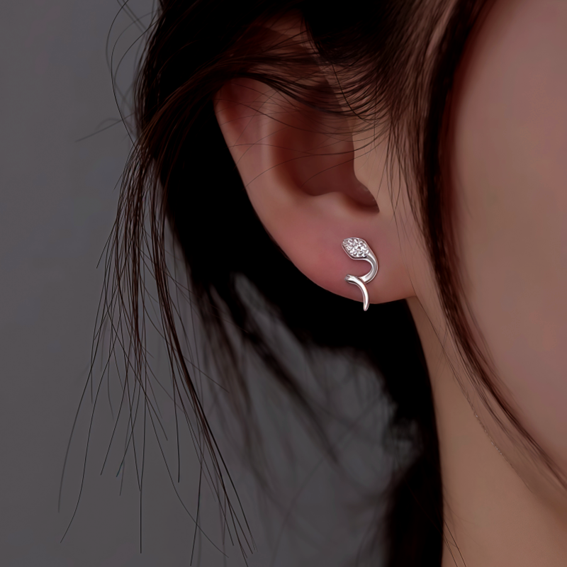 Sterling Silver Snake Stud Earrings